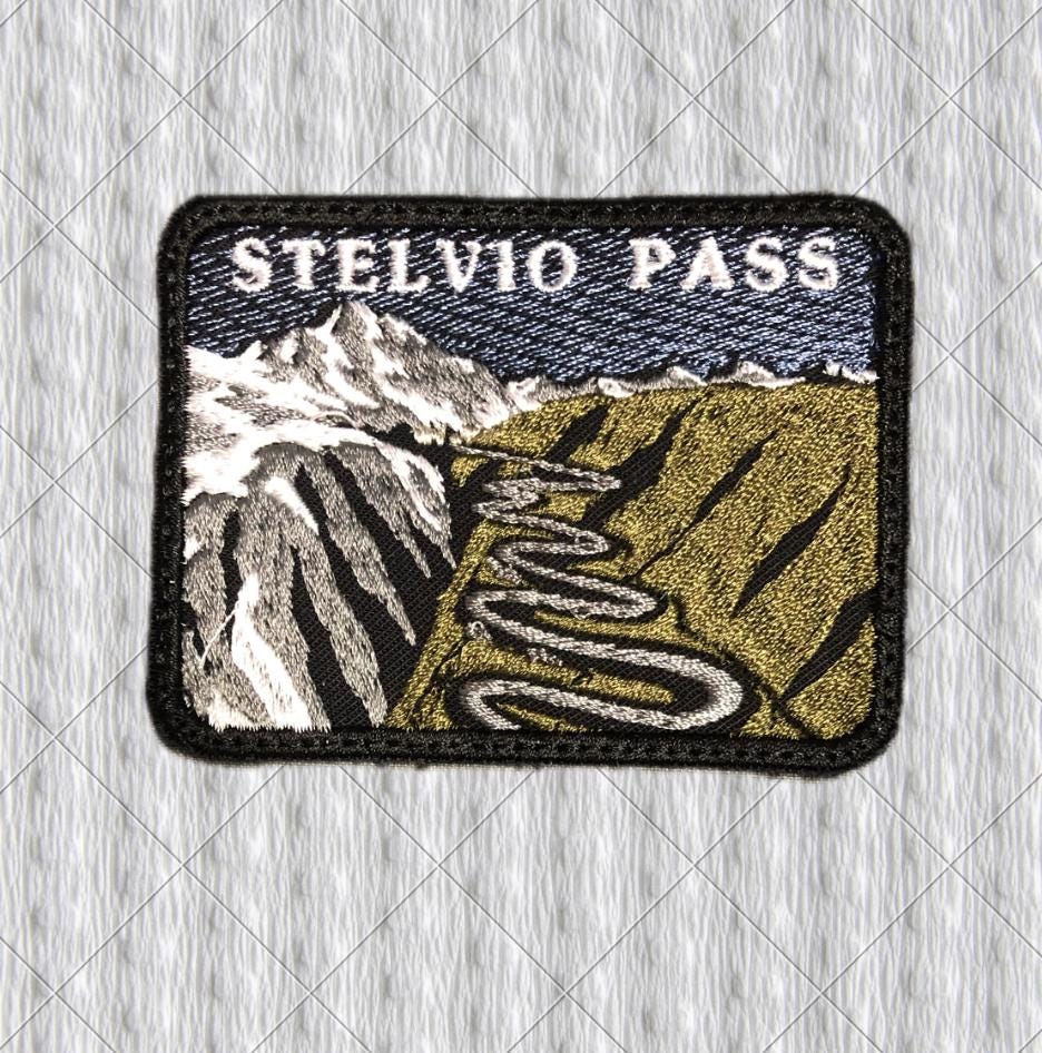 Stelvio Pass Embroidered Patch – Alpine Road Motorcycle Souvenir, Italy Alps Travel Badge, Iron-On Mountain Patch