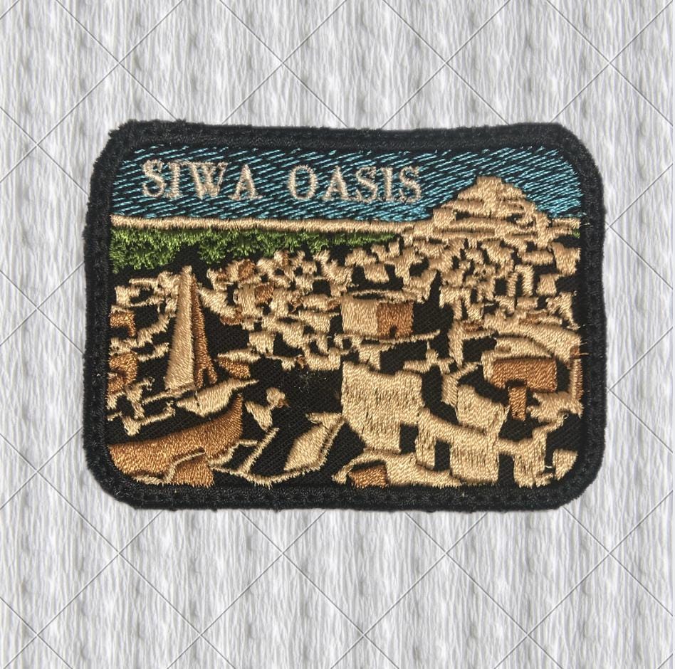 Siwa Oasis Egypt Embroidered Patch | Desert Oasis Travel Patch | Shali Fortress Patch | Egypt Souvenir Badge