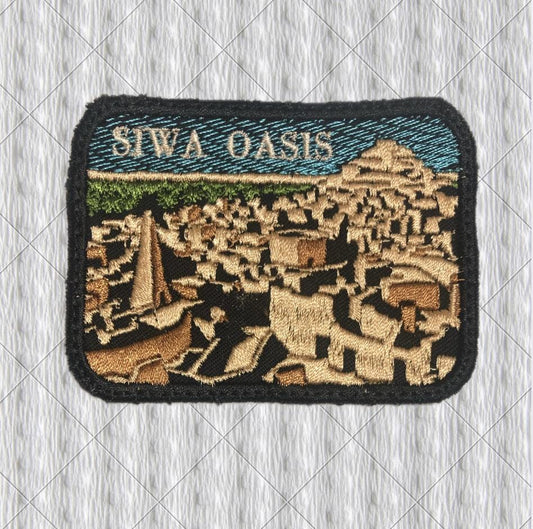 Siwa Oasis Egypt Embroidered Patch | Desert Oasis Travel Patch | Shali Fortress Patch | Egypt Souvenir Badge