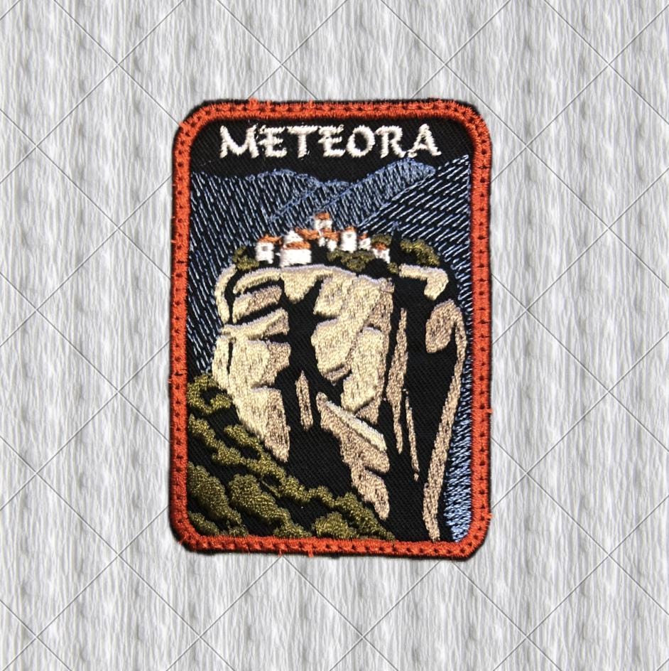 Meteora Greece Patch, Greek Monastery Embroidered Travel Patch, Thessaly Souvenir Badge, Hiking Adventure Patch, Orthodox Monastery Gift