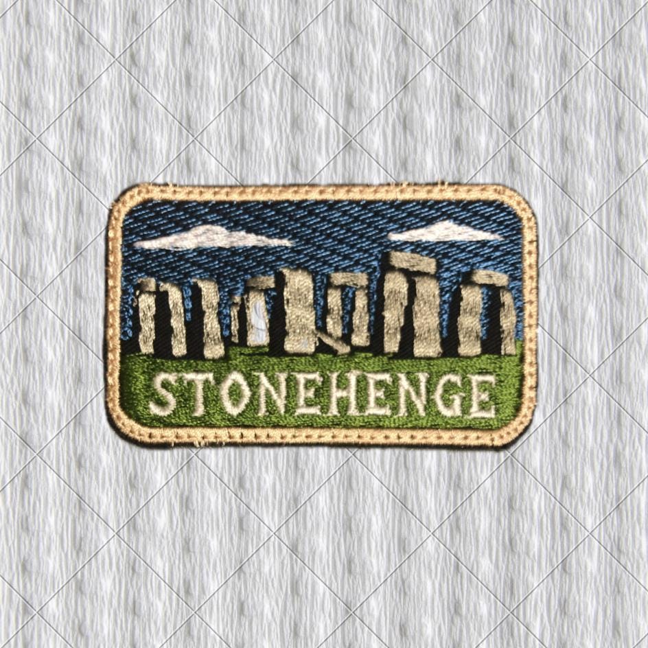 Stonehenge Embroidered Patch, England Travel Souvenir Patch, Wiltshire UK Landmark Badge, Megalithic Monument Patch