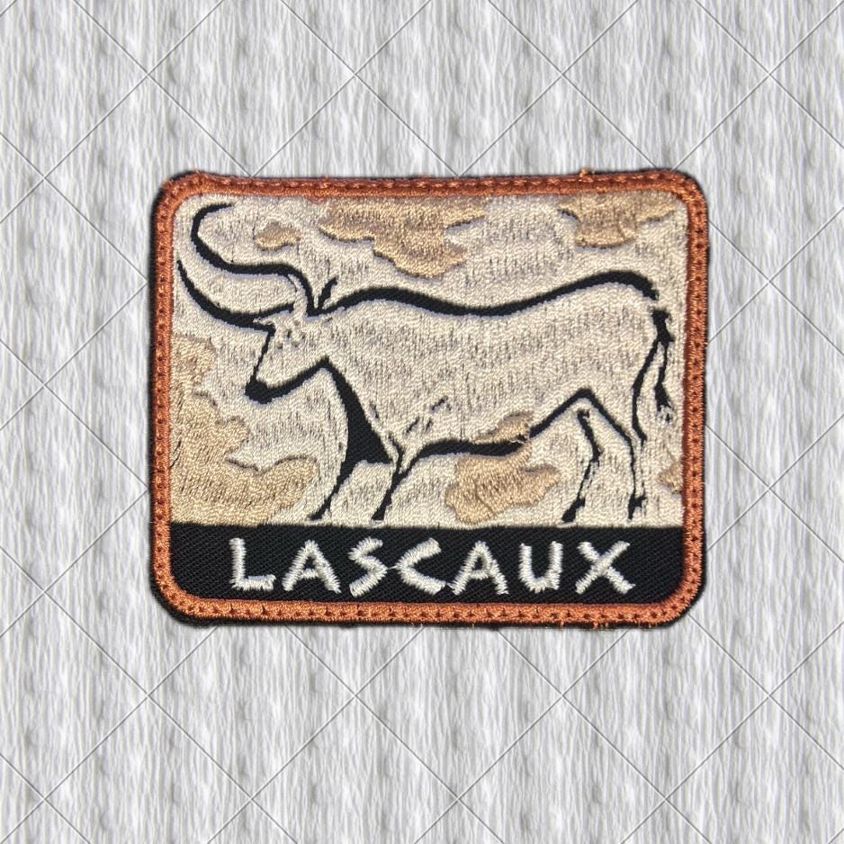 Lascaux Cave Patch – Prehistoric Aurochs Embroidered Badge – Dordogne France Souvenir