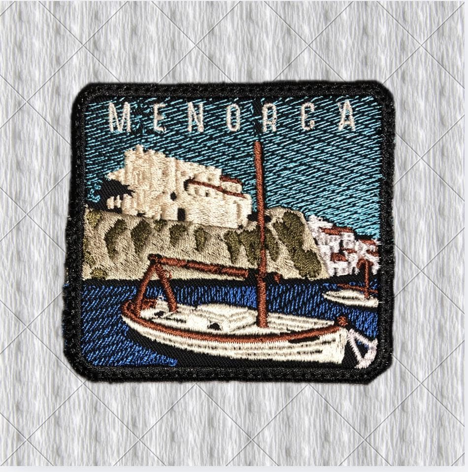 Menorca Embroidered Patch – Ciutadella Harbour Spain Travel Souvenir, Balearic Islands Iron On Patch, Mediterranean Coastal Badge