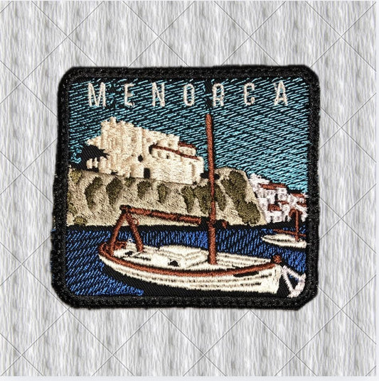 Menorca Embroidered Patch – Ciutadella Harbour Spain Travel Souvenir, Balearic Islands Iron On Patch, Mediterranean Coastal Badge