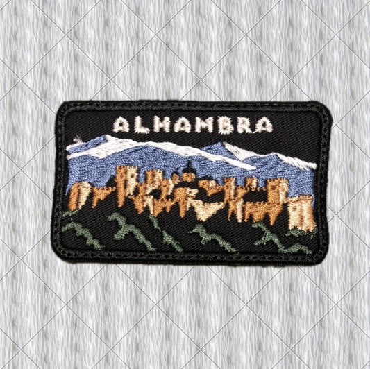 Alhambra Granada Embroidered Patch, Sierra Nevada Spain Travel Badge, Spanish Landmark Souvenir