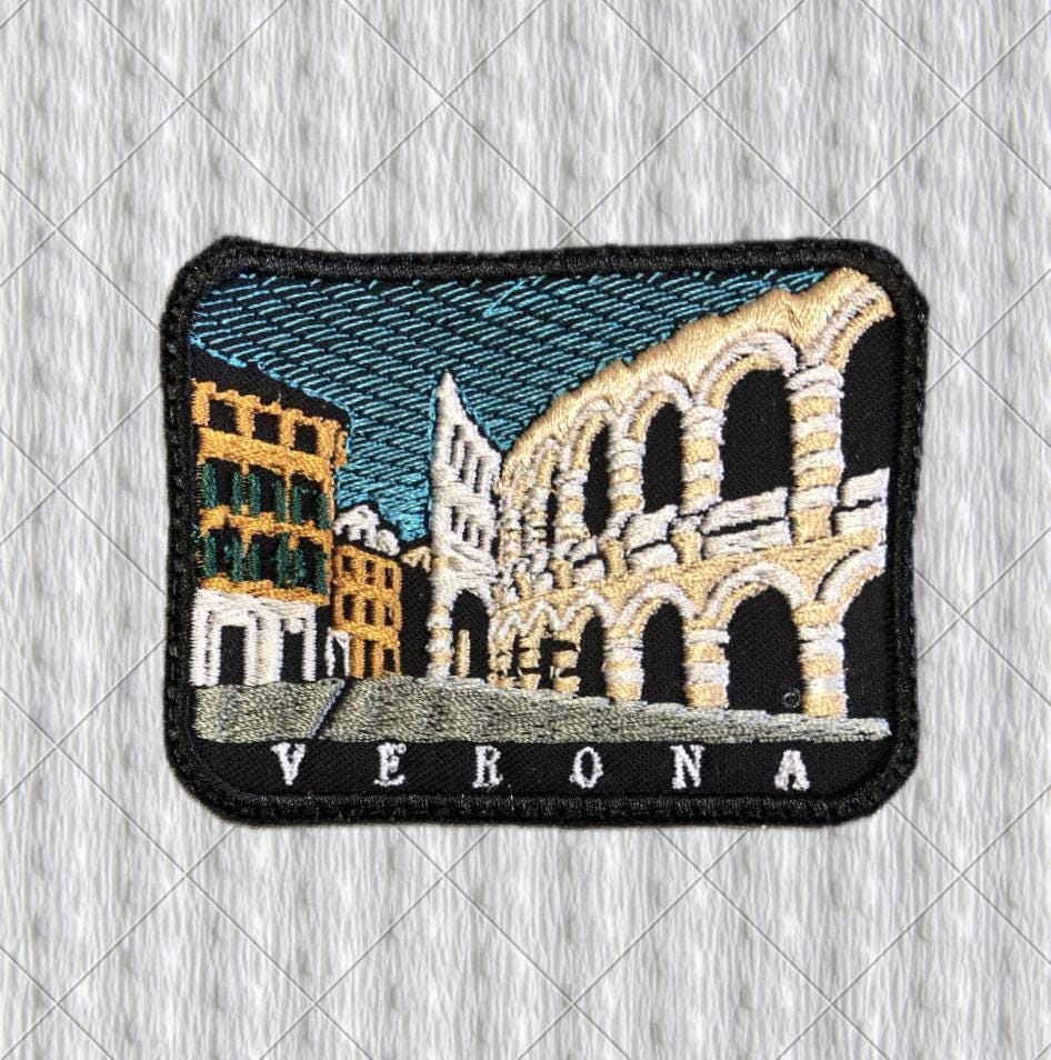 Verona Italy Embroidered Patch – Arena di Verona & Piazza Bra – Italian Travel Souvenir