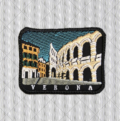 Verona Italy Embroidered Patch – Arena di Verona & Piazza Bra – Italian Travel Souvenir