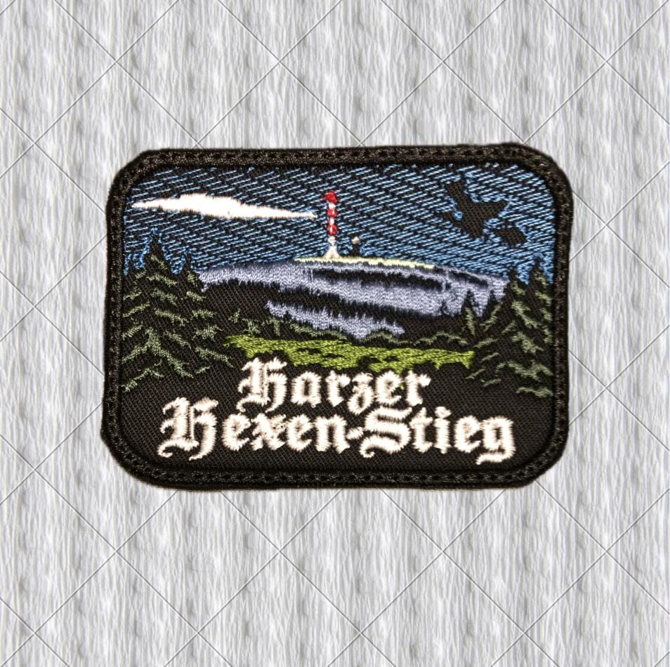 Harzer Hexen-Stieg Embroidered Patch – Brocken Mountain & Witch – Harz Hiking Souvenir – Germany Trail Badge