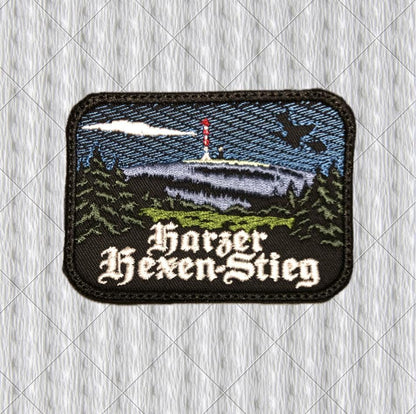 Harzer Hexen-Stieg Embroidered Patch – Brocken Mountain & Witch – Harz Hiking Souvenir – Germany Trail Badge
