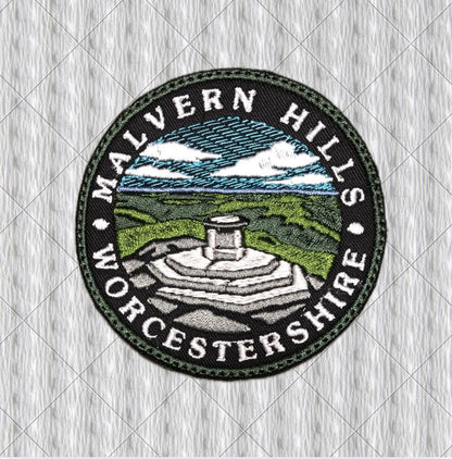 Malvern Hills Embroidered Patch – Worcestershire Landscape Badge – Hiking Gift