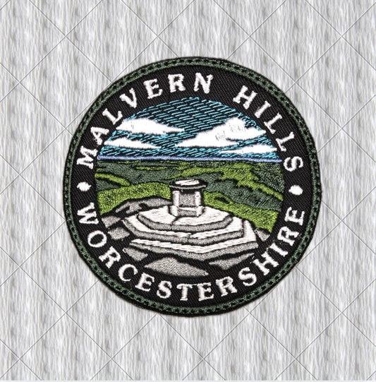 Malvern Hills Embroidered Patch – Worcestershire Landscape Badge – Hiking Gift