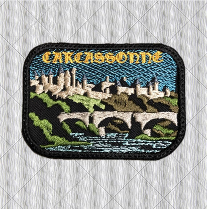 Carcassonne Embroidered Patch – Medieval Castle & Pont Vieux Bridge – France Souvenir – Travel Badge