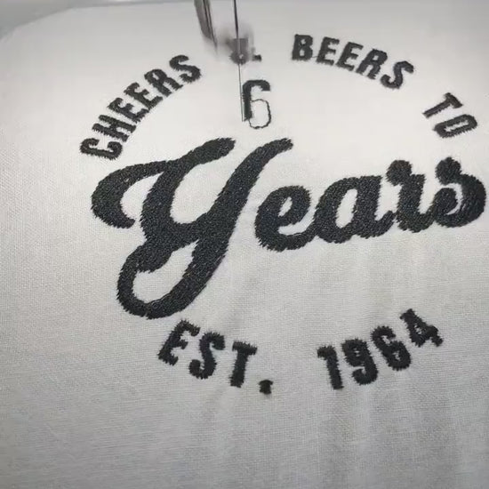 Machine Embroidery files, Cheer and beers to 60 years, birthday funny embroidery files, gift idea PES, xxx, hus & more
