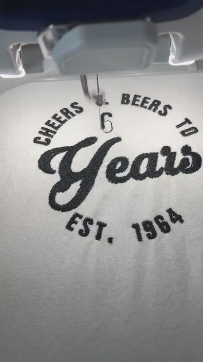 Machine Embroidery files, Cheer and beers to 60 years, birthday funny embroidery files, gift idea PES, xxx, hus & more