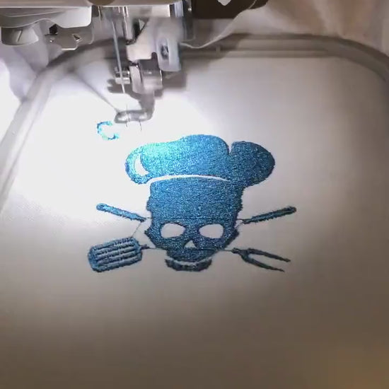 Machine Embroidery files, culinary skull chef, PES, xxx, hus & more
