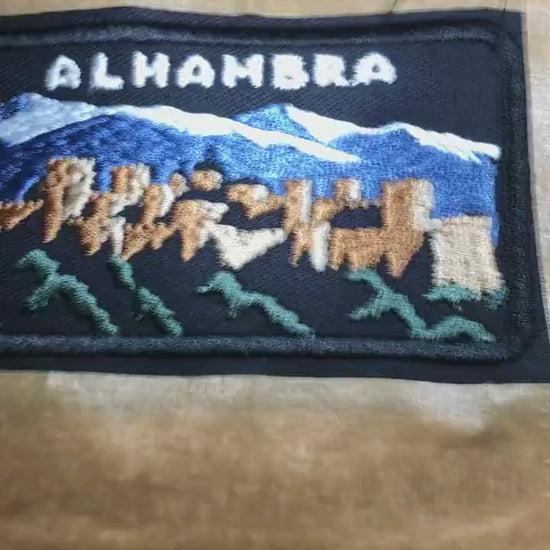 Alhambra Granada Embroidered Patch, Sierra Nevada Spain Travel Badge, Spanish Landmark Souvenir