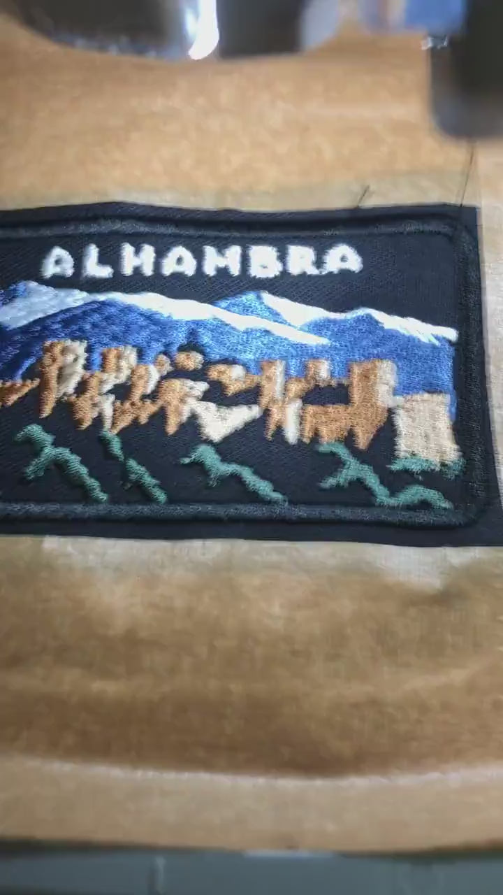 Alhambra Granada Embroidered Patch, Sierra Nevada Spain Travel Badge, Spanish Landmark Souvenir