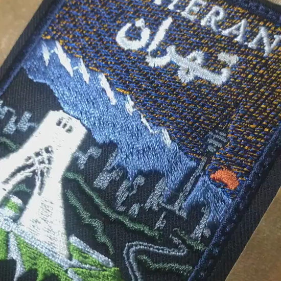 Tehran Embroidered Patch – Iranian Travel Patch with Azadi Tower, Milad Tower and Alborz Mountains – 80 mm