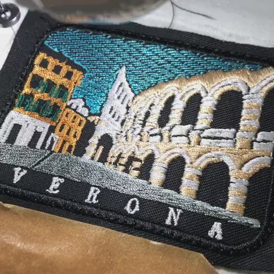 Verona Italy Embroidered Patch – Arena di Verona & Piazza Bra – Italian Travel Souvenir