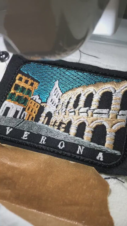 Verona Italy Embroidered Patch – Arena di Verona & Piazza Bra – Italian Travel Souvenir