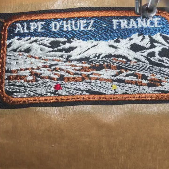 Alpe d’Huez France Ski Patch, French Alps Embroidered Patch, Skiers & Mountain Village, Winter Travel Souvenir