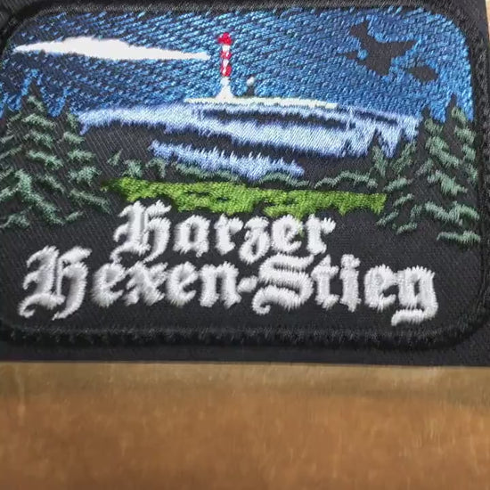 Harzer Hexen-Stieg Embroidered Patch – Brocken Mountain & Witch – Harz Hiking Souvenir – Germany Trail Badge