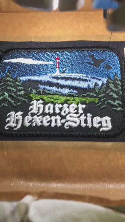 Harzer Hexen-Stieg Embroidered Patch – Brocken Mountain & Witch – Harz Hiking Souvenir – Germany Trail Badge