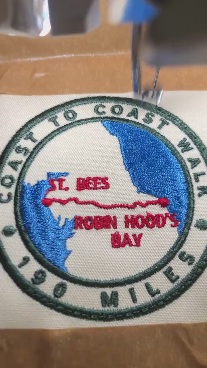 Coast to Coast Walk Embroidered Patch, St Bees to Robin Hood’s Bay, 190 Miles, England Hiking Badge, 80mm