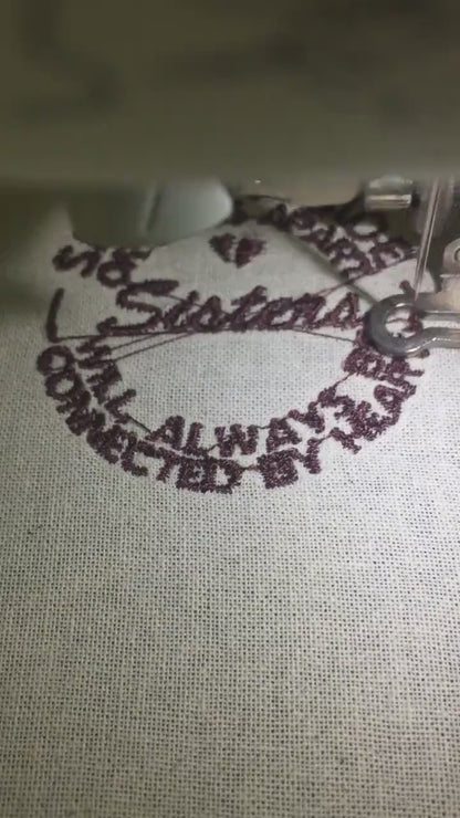 Machine Embroidery sisters, embroidery files,  Side By Side or Miles Apart Sisters, Connected By Heart gift idea PES, xxx, hus & more