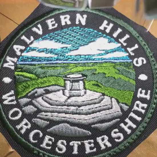 Malvern Hills Embroidered Patch – Worcestershire Landscape Badge – Hiking Gift