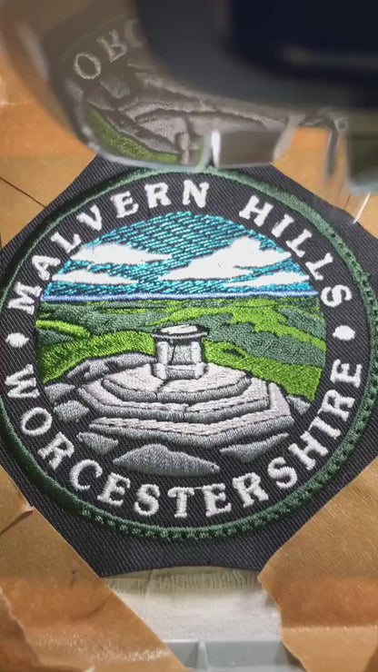 Malvern Hills Embroidered Patch – Worcestershire Landscape Badge – Hiking Gift