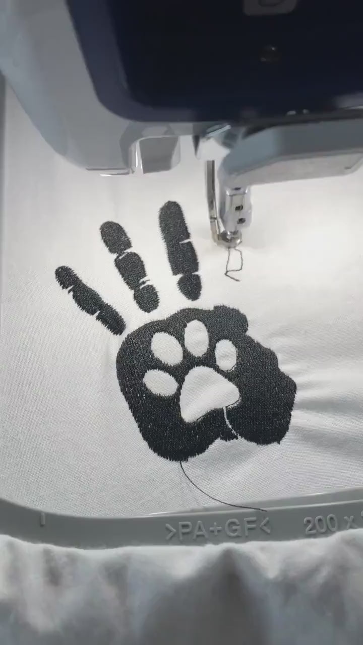 Machine Embroidery files, Paws hand,  PES, hus, dst, vp3 & more