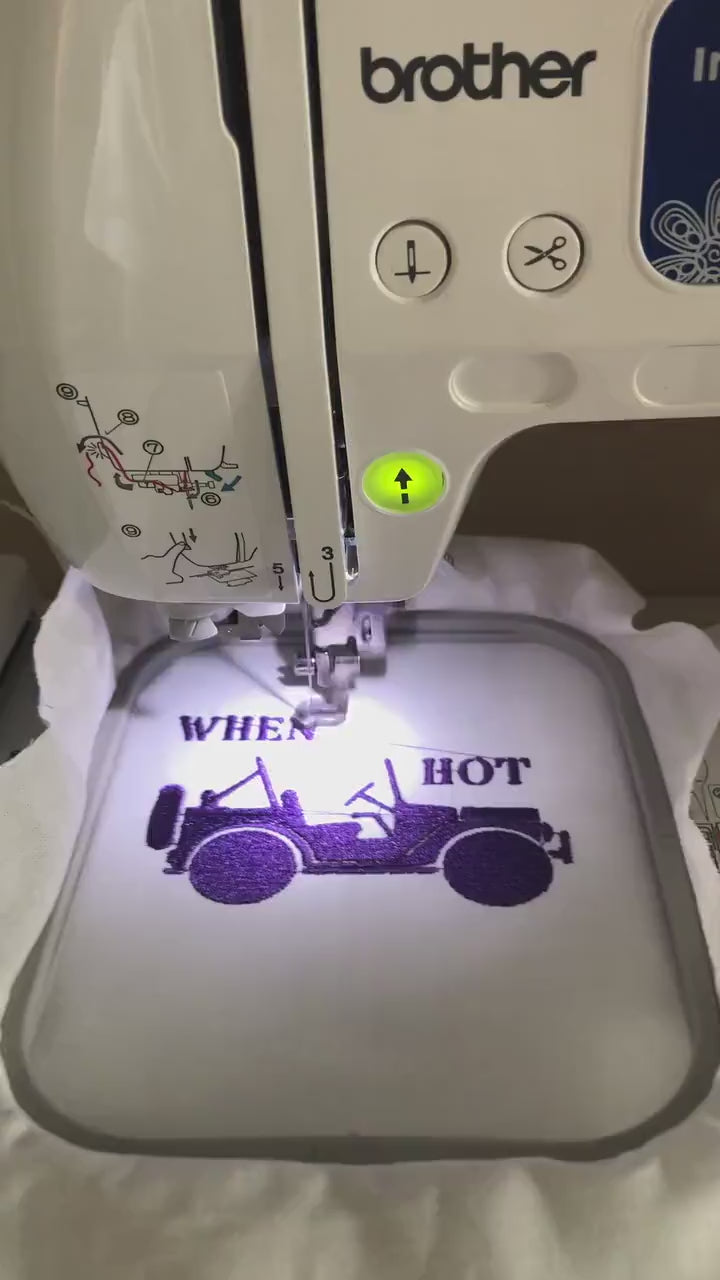 Machine Embroidery files, gets hot, top comes off, Off road car,  PES, xxx, dst, hus & more