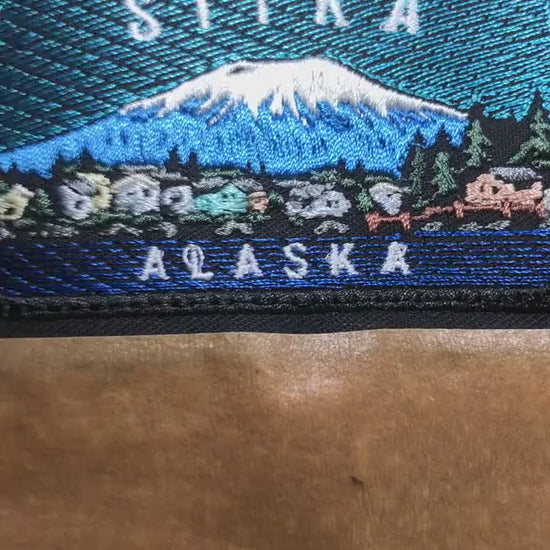 Sitka Alaska Embroidered Patch – Mount Edgecumbe Volcano – Coastal Landscape Travel Souvenir