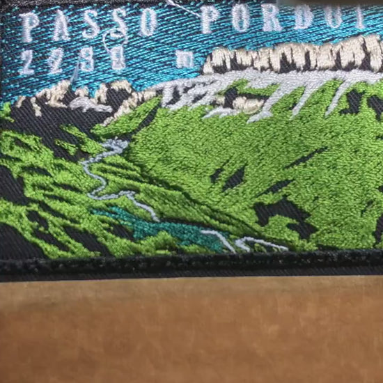 Passo Pordoi 2239 m Embroidered Patch – Italian Dolomites Mountain Badge – Hiking, Cycling and Travel Souvenir Patch