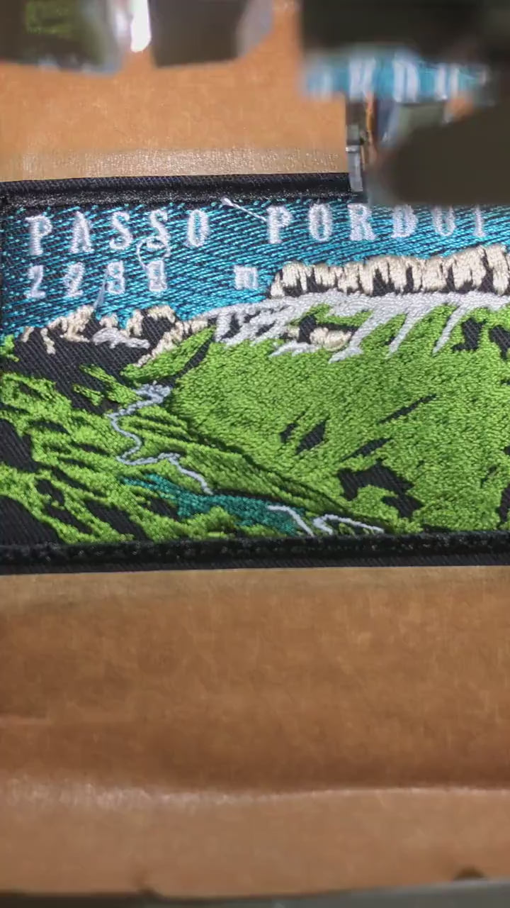 Passo Pordoi 2239 m Embroidered Patch – Italian Dolomites Mountain Badge – Hiking, Cycling and Travel Souvenir Patch