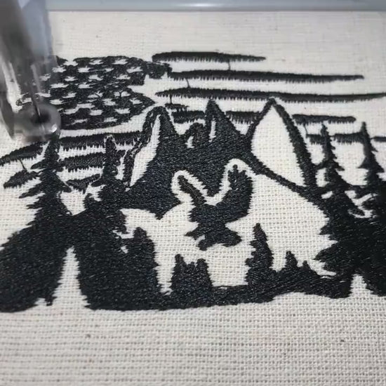 Machine Embroidery files, USA flag eagle, landscape, mountains, PES, xxx, dst, hus & more, embroidery files