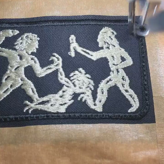 The Fall of Humbaba | Gilgamesh and Enkidu Embroidered Patch | Ancient Mesopotamian Art