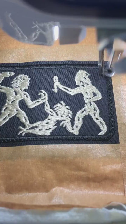 The Fall of Humbaba | Gilgamesh and Enkidu Embroidered Patch | Ancient Mesopotamian Art