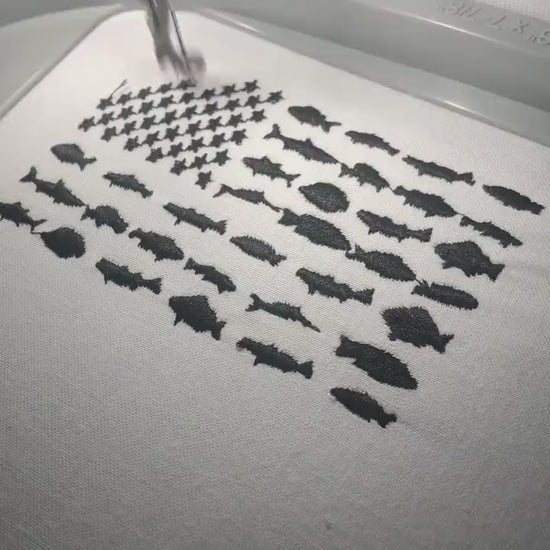 Machine Embroidery files, fish USA flag, American Flag, PES, DST, xxx, hus & more
