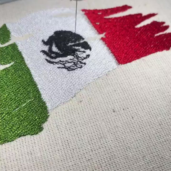 Machine Embroidery, Mexico distressed flag, gift idea PES, xxx, hus & more