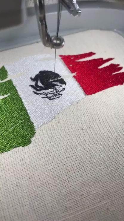 Machine Embroidery, Mexico distressed flag, gift idea PES, xxx, hus & more