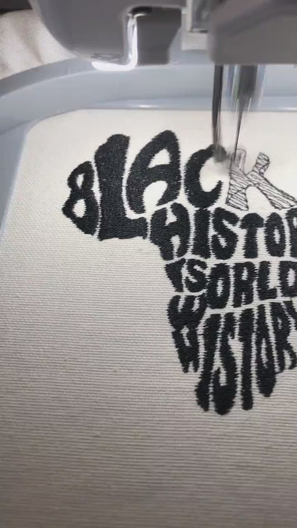 Machine Embroidery files, Black History is World History,  PES, hus, dst, vp3 & more