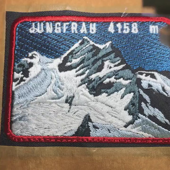 Jungfrau Embroidered Patch, Swiss Alps Mountain Badge, Switzerland Hiking Souvenir, Alpine Adventure Gift
