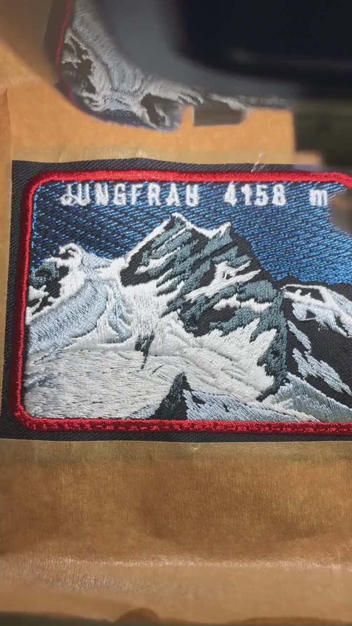 Jungfrau Embroidered Patch, Swiss Alps Mountain Badge, Switzerland Hiking Souvenir, Alpine Adventure Gift