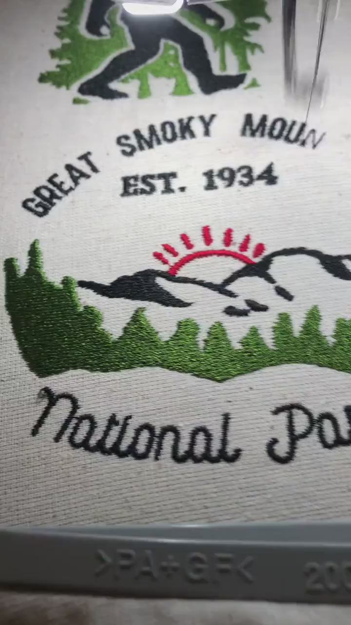 Machine embroidery files, Great Smoky Mountain National Park, Tennessee,Smoky Mountains, North Carolina, PES, DST, hus & more