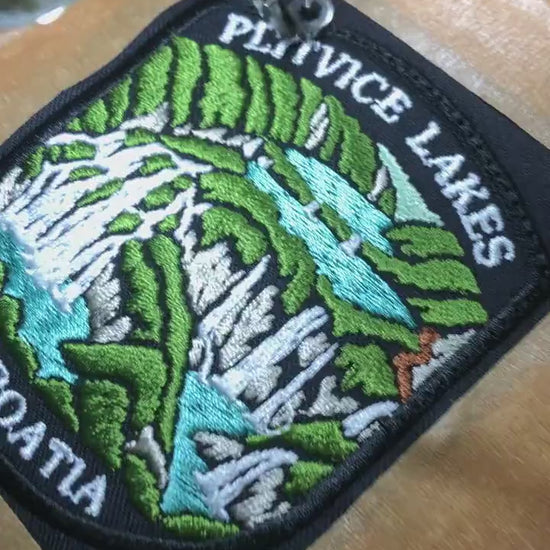 Plitvice Lakes Croatia Embroidered Patch – Croatian National Park Travel Badge – Waterfall Souvenir Patch